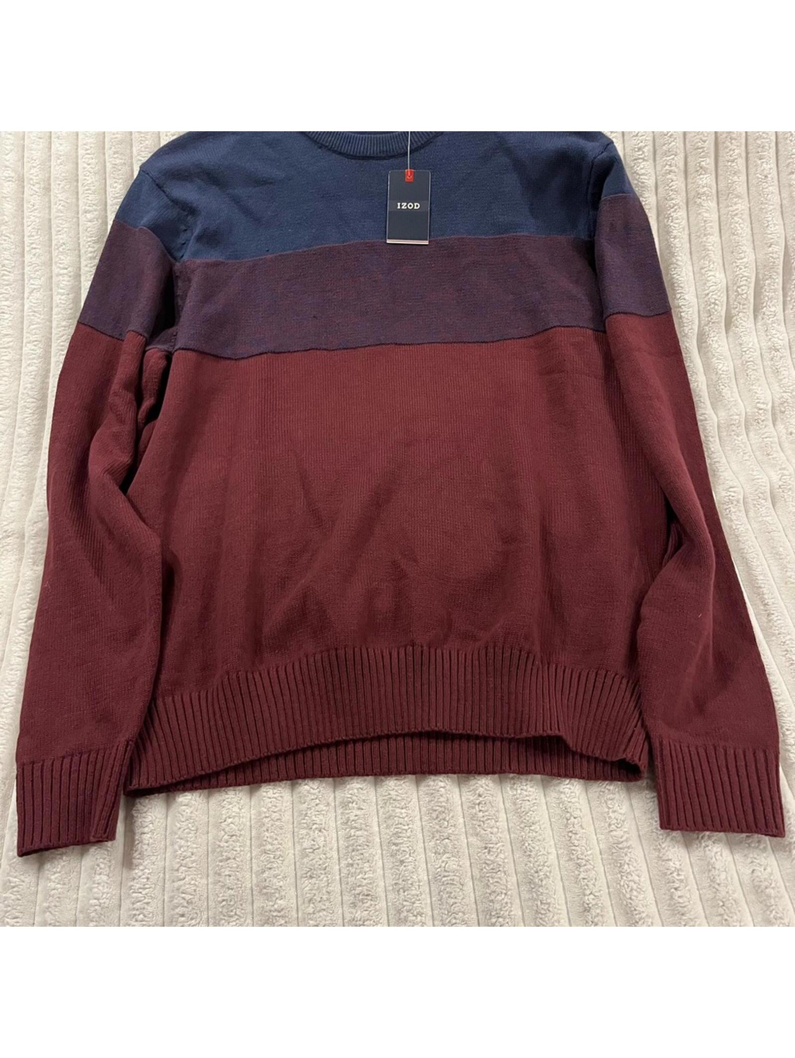 Izod Men's Crewneck Sweater - Navy And Burgundy Size Xl New With Tags